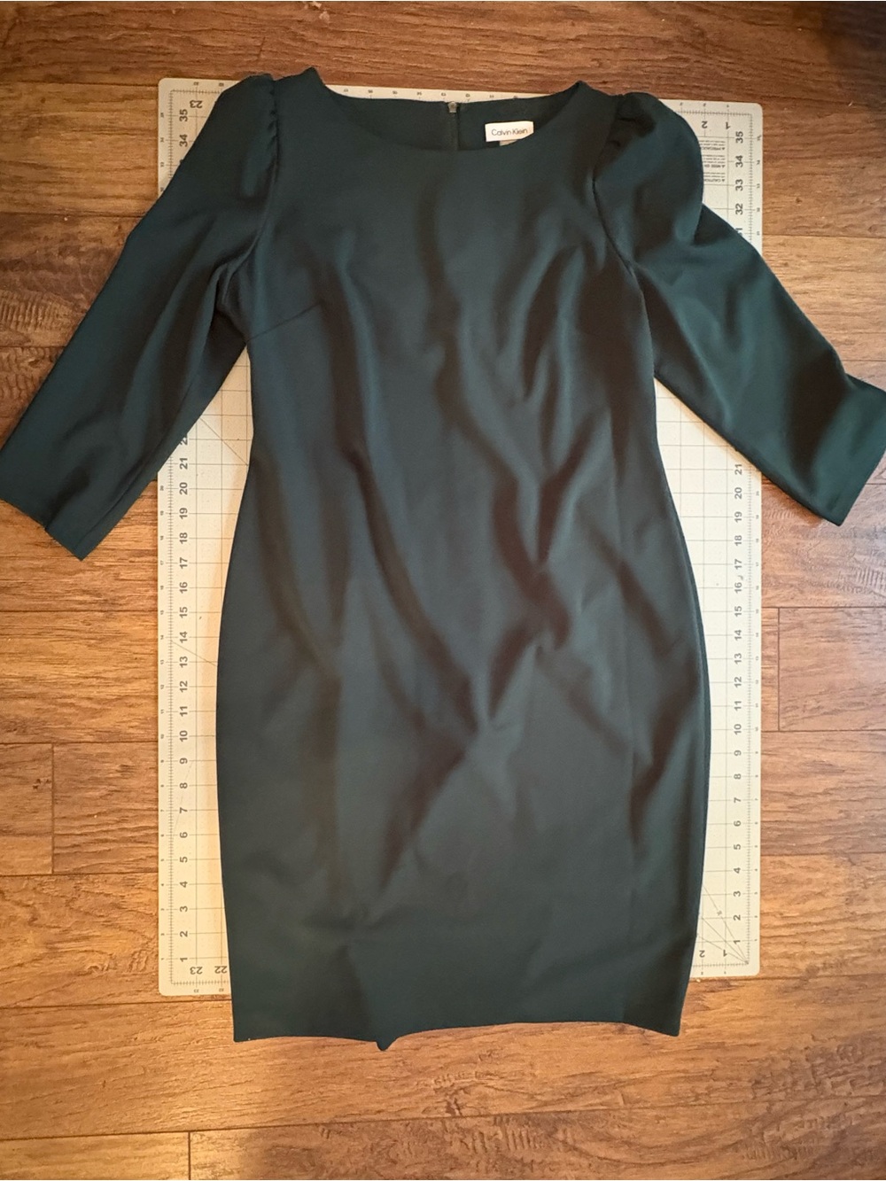Calvin Klein Women’s Sheath Dress Black 3/4 Sleeve Midi Size 14 Career Party